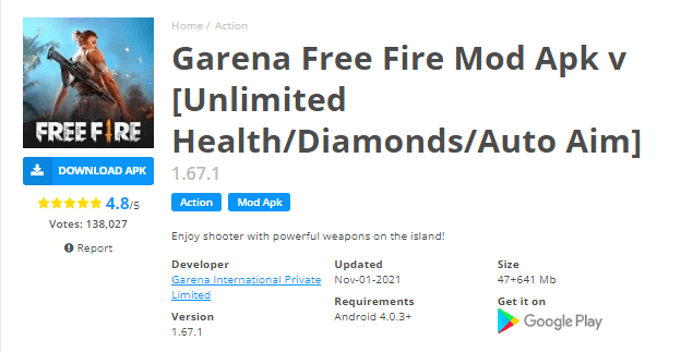 Garena Free Fire Mod Apk V1 67 1 Unlimited Health Diamonds Auto Aim